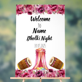 Bloemroze acryl Dholki nachtteken Bord