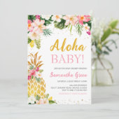 Bloemroze ananas Baby shower Kaart (Staand voorkant)