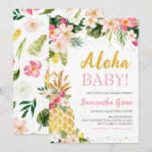 Bloemroze ananas Baby shower Kaart (Voorkant / Achterkant)