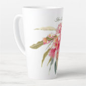 Bloemroze aquarel gepersonaliseerd latte mok (Linkerhoek)