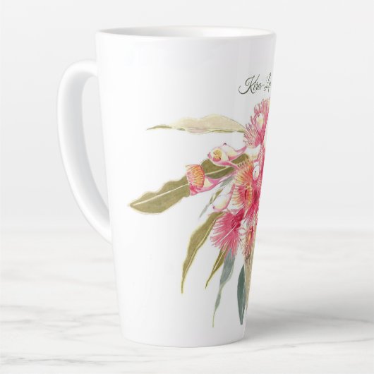 Bloemroze aquarel gepersonaliseerd latte mok (Linkerhoek)