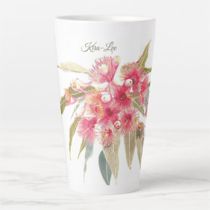 Bloemroze aquarel gepersonaliseerd latte mok