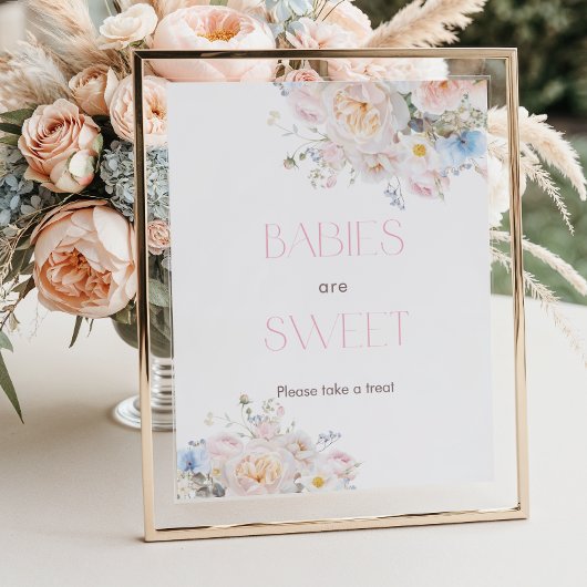 Bloemroze Baby shower Baby's zijn zoet Poster