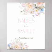 Bloemroze Baby shower Baby's zijn zoet Poster (Voorkant)