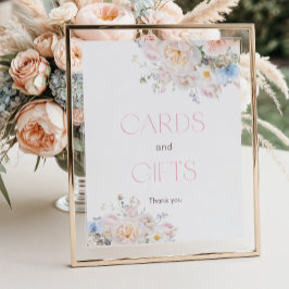 Bloemroze Baby shower Kaarten en geschenken Poster