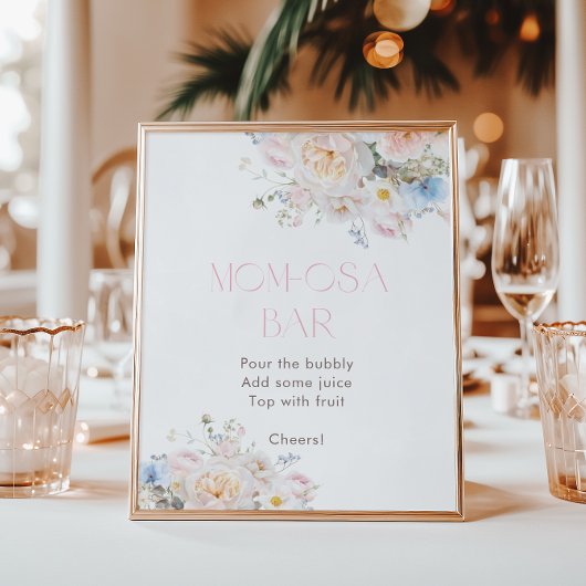 Bloemroze Baby shower Momosa Bar Poster