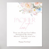 Bloemroze Baby shower Spel Pacifier Hunt Poster (Voorkant)