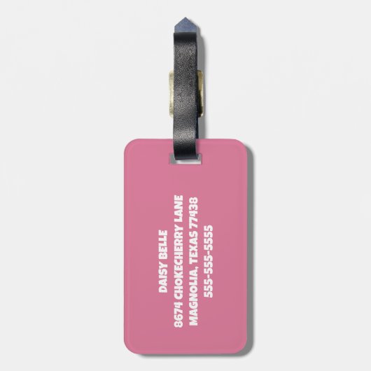 Bloemroze Bagagelabel (Achterkant verticaal)