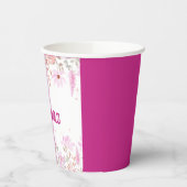 Bloemroze bas mitzva servet met naam papieren bekers (Links)