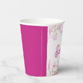 Bloemroze bas mitzva servet met naam papieren bekers (Rechts)