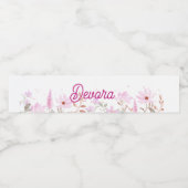 Bloemroze bas mitzva servet met naam waterfles etiket (Enkel label)