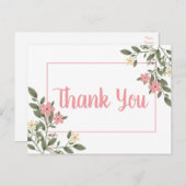 Bloemroze Bedankt Bruidsbloem Botanisch Briefkaart (Voorkant / Achterkant)