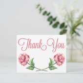 Bloemroze Bedankt Waterverf Roos Flower Briefkaart (Staand voorkant)