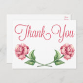 Bloemroze Bedankt Waterverf Roos Flower Briefkaart (Voorkant / Achterkant)