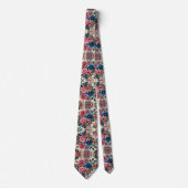 Bloemroze Blauw Plaid Monogrammed Stropdas (Voorkant)