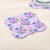 Bloemroze Blauw Violette Bloemen Patroon-36841 Kartonnen Onderzetters (Gekanteld)