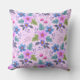 Bloemroze Blauw Violette Bloemen Patroon-36841 Kussen