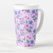 Bloemroze Blauw Violette Bloemen Patroon-36841 Latte Mok (Rechterhoek)