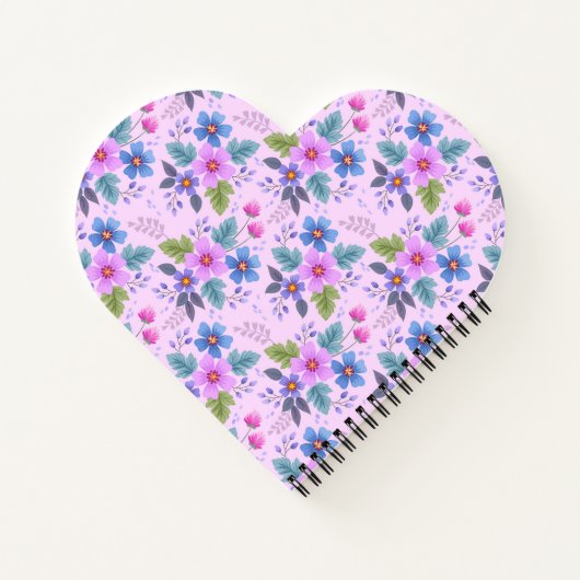 Bloemroze Blauw Violette Bloemen Patroon-36841 Notitieboek (Achterkant)