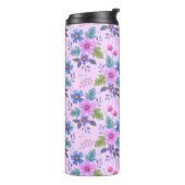 Bloemroze Blauw Violette Bloemen Patroon-36841 Thermosbeker (Gedraaid links)