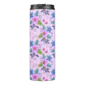 Bloemroze Blauw Violette Bloemen Patroon-36841 Thermosbeker (Achterkant)
