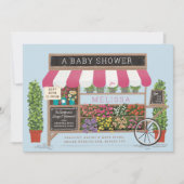 Bloemroze blauwe Baby shower van de bloemenboer Fa Kaart (Voorkant)