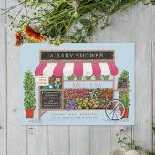 Bloemroze blauwe Baby shower van de bloemenboer Fa Kaart