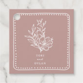 Bloemroze boeket bruiloft bedankjes labels (Voorkant)