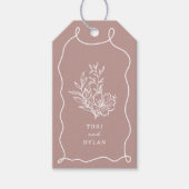 Bloemroze boeket bruiloft cadeaulabel (Voorkant)