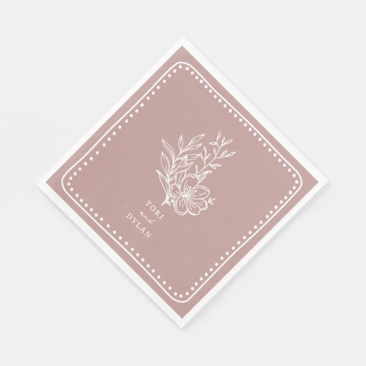 Bloemroze boeket bruiloft servet (Hoek)