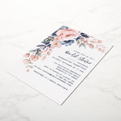 Bloemroze Botanisch Vrijgezellenfeest Zilver Folie Uitnodiging (Gedraaid)