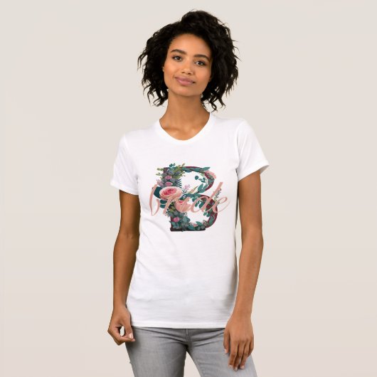 Bloemroze bruid T-shirt (Voorkant volledig)