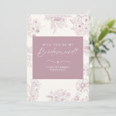 Bloemroze bruidsmeisje voorstel Kaart (Staand voorkant)