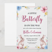 Bloemroze Bunny Baby Shower Uitnodigingen (Voorkant / Achterkant)