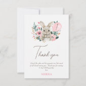 Bloemroze Bunny Verjaardag Dankjewel Card Bedankkaart (Voorkant)