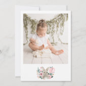 Bloemroze Bunny Verjaardag Dankjewel Card Kaart (Achterkant)