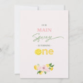 Bloemroze citroen Main Squeeze 1e verjaardag Kaart (Achterkant)