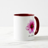 Bloemroze Dahlia Garden Foto met naam Mok (Voorkant rechts)