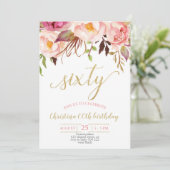 Bloemroze Elegante 60ste Verjaardag Vrouwen Kaart (Staand voorkant)