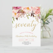 Bloemroze Elegante 70ste Verjaardag Vrouwen Kaart (Staand voorkant)