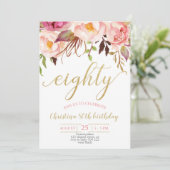 Bloemroze Elegante 80ste Verjaardag Vrouwen Kaart (Staand voorkant)