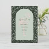 bloemroze flamingo Bridal Shower Invitation Kaart (Staand voorkant)