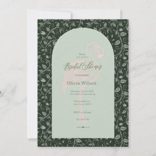bloemroze flamingo Bridal Shower Invitation Kaart