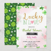 Bloemroze geluk in liefdesuitnodiging kaart (Voorkant / Achterkant)
