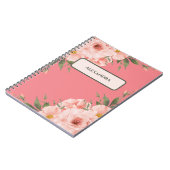 Bloemroze gepersonaliseerd notitieboek (Linkerzijde)