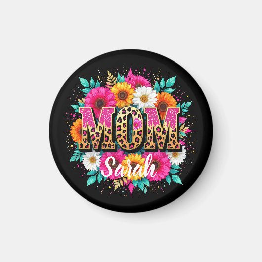 Bloemroze glitter moeder magneet (Voorkant)