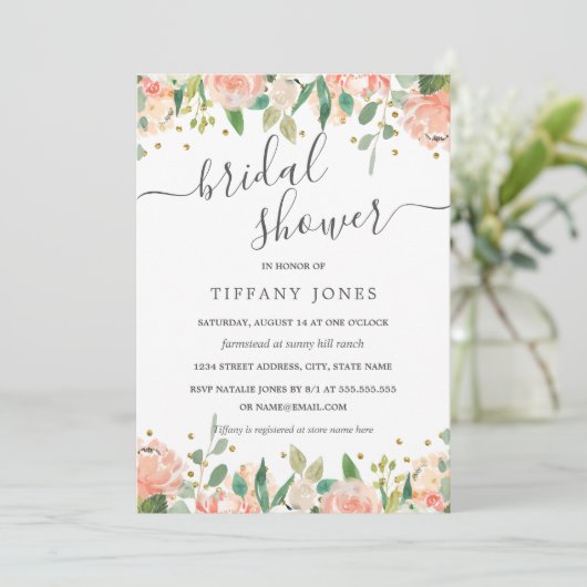 Bloemroze goud rustiek Vrijgezellenfeest Kaart (Staand voorkant)