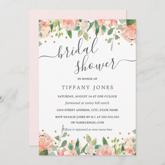 Bloemroze goud rustiek Vrijgezellenfeest Kaart (Voorkant / Achterkant)