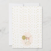 Bloemroze gouden konijntje verjaardagsuitnodiging kaart (Achterkant)