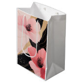 Bloemroze gouden verjaardag medium cadeauzakje (Voorkant Gekanteld)